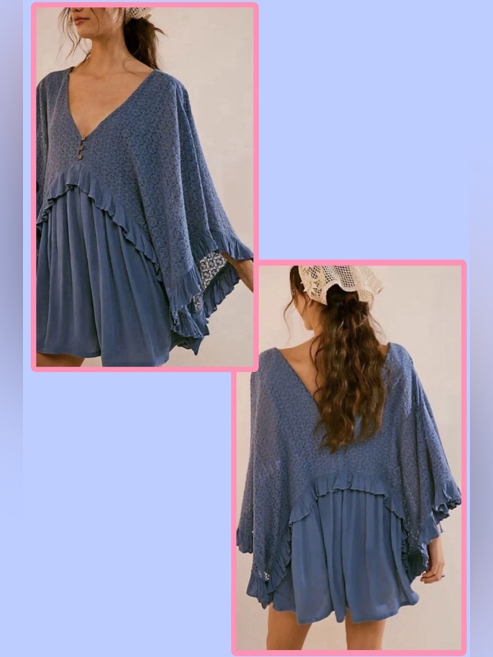 NEW Free People As You Are Romper XS Cornflower Blue Summer Boho - Picture 2 of 16